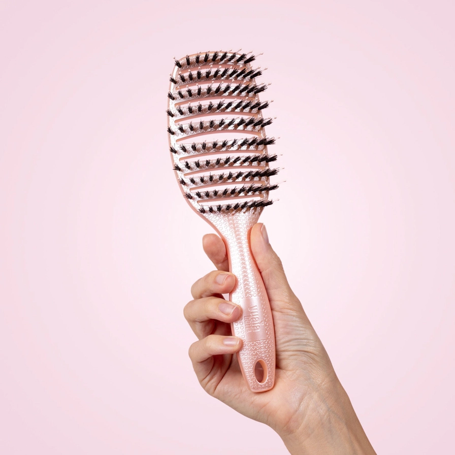 Yuaia haircare - Curvy brush - hårbørste - Shiny Rose pink
