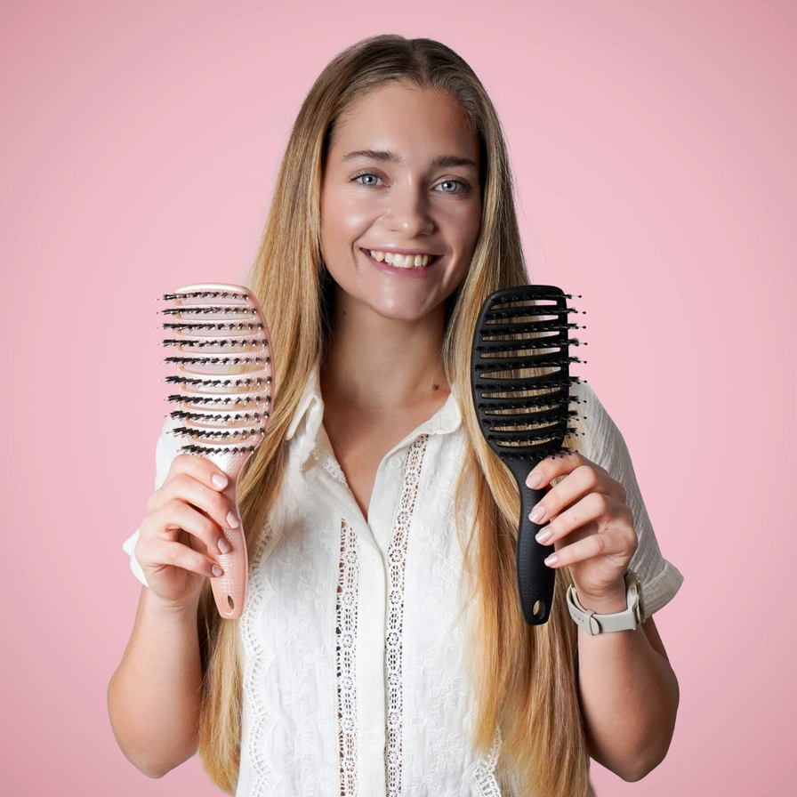 Yuaia haircare - Curvy brush - hårbørste - Shiny Rose pink